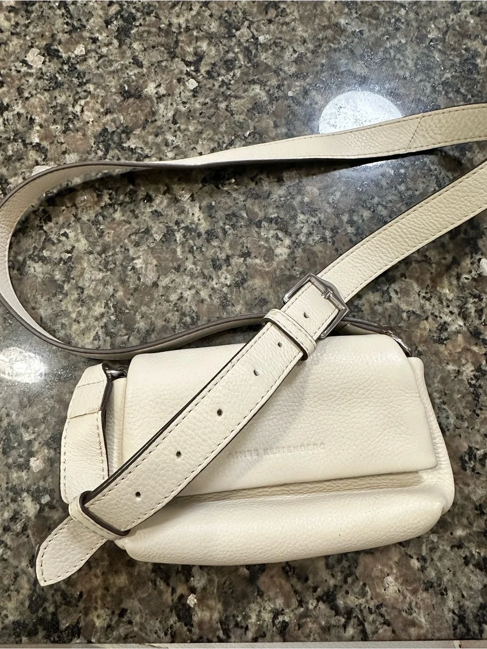 Aimee Kestenberg Cream Leather Crossbody Shoulder Bag